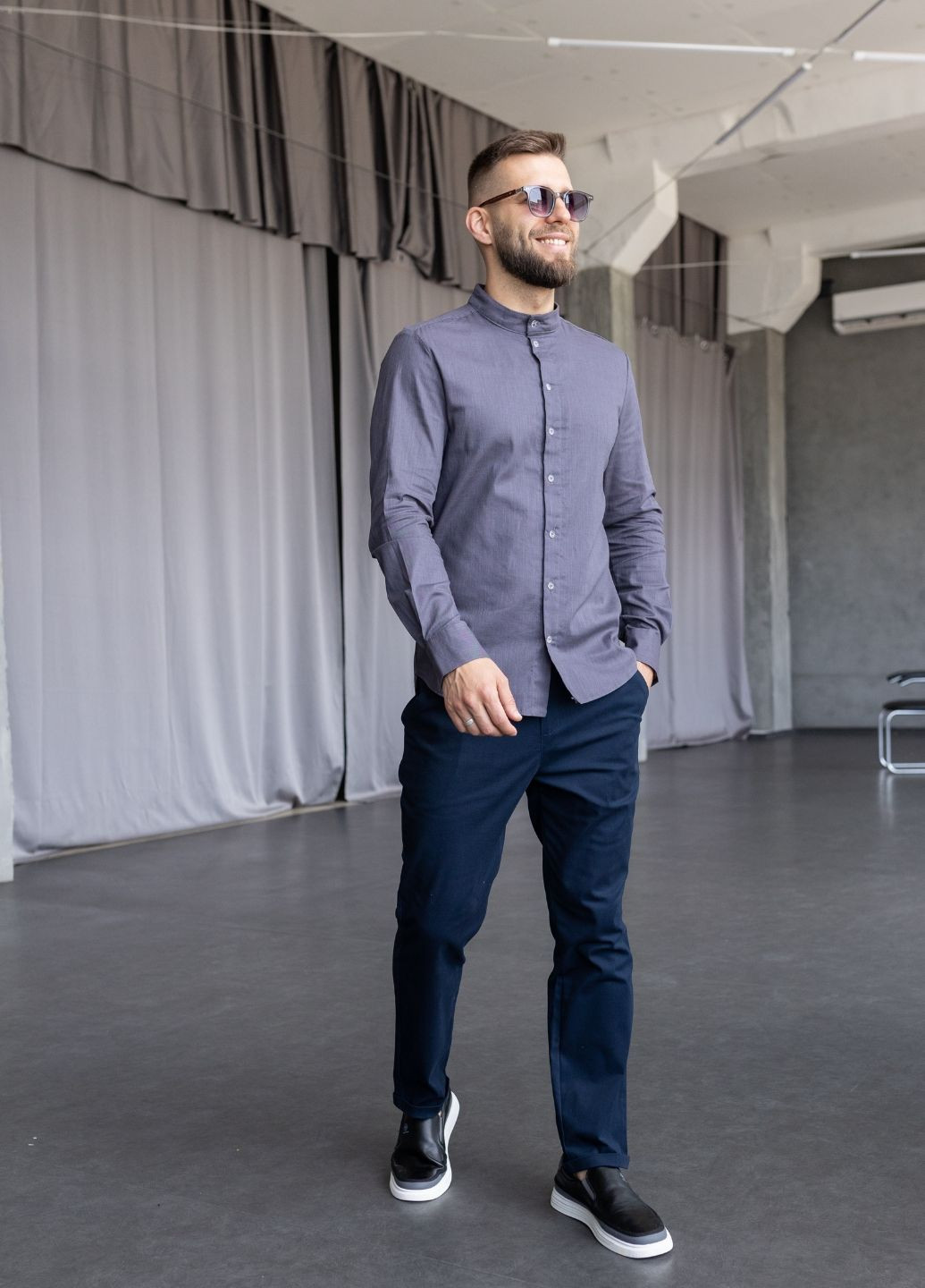 Сорочка з льону з довгим рукавом на ґудзику MonsterBrand (346049096)