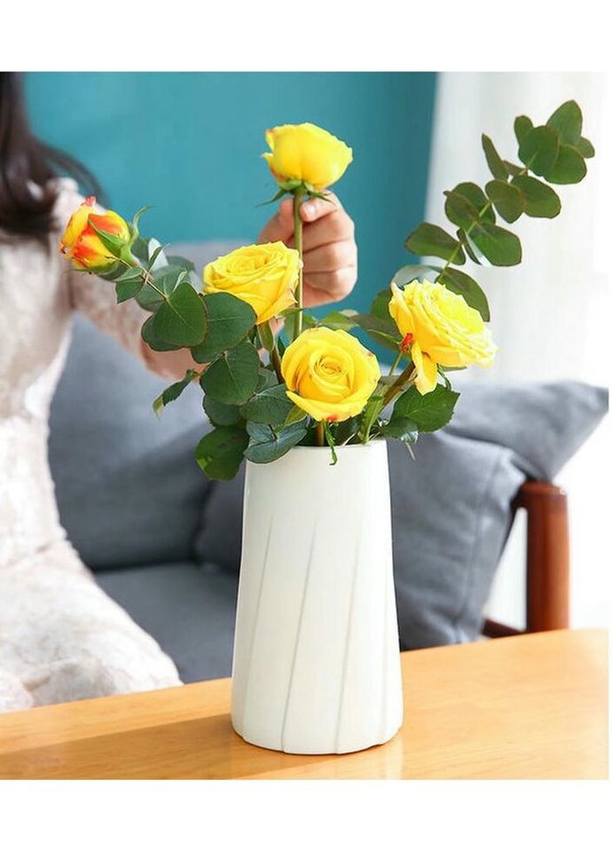 Ваза для квітів 14280 11.5х19.7 см біла No Brand (320099516)