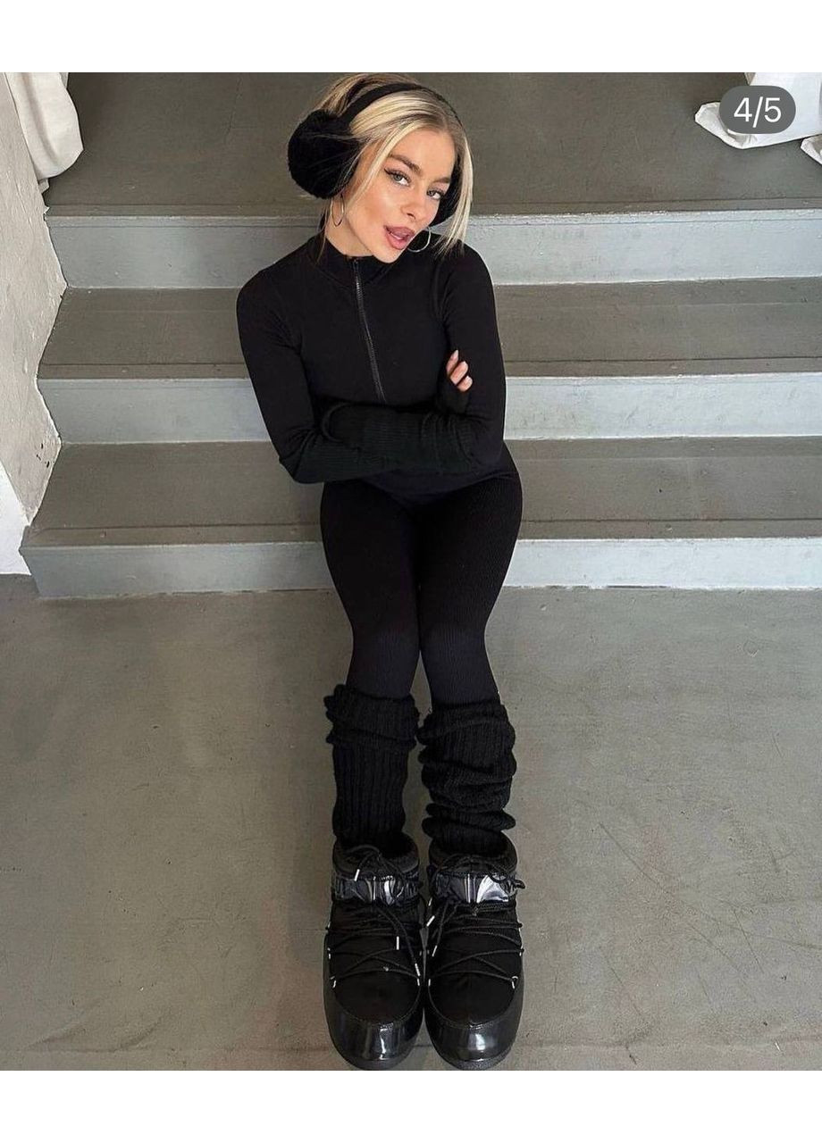 Комбинезон No Brand комбинезон-брюки однотонный чёрный повседневный, кэжуал