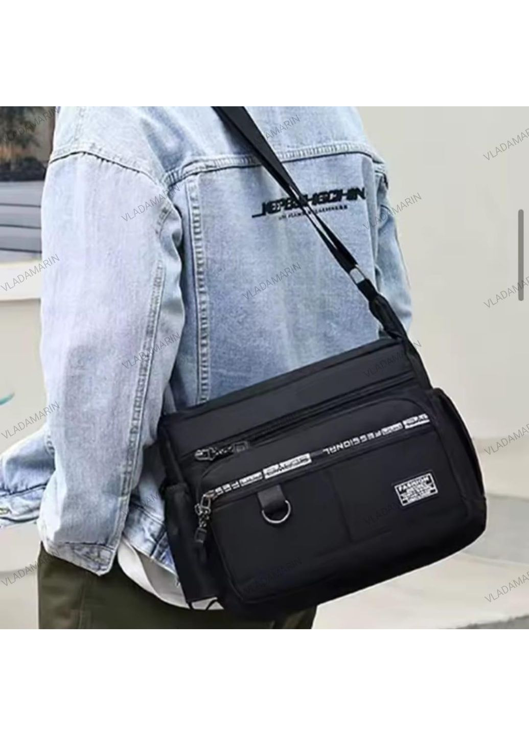 Чорна повсякденна водонепроникна сумка через плече,сумка слінг для роботи та навчання унісекс Enchen (366220401)