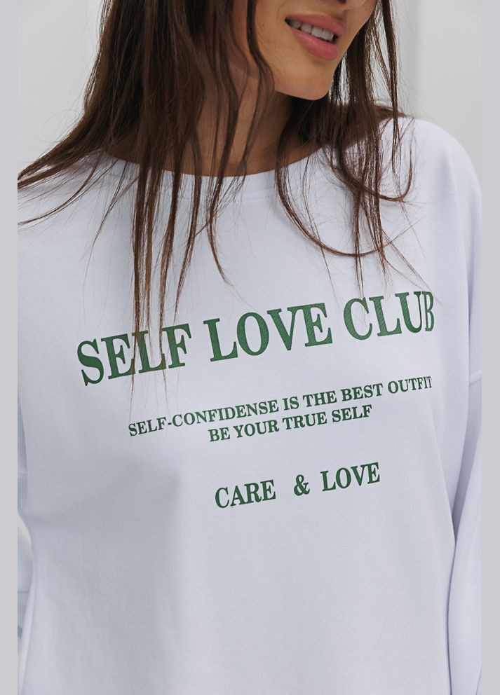 Жіночий світшот із принтом Self love club Arjen - крій білий - (291761990)