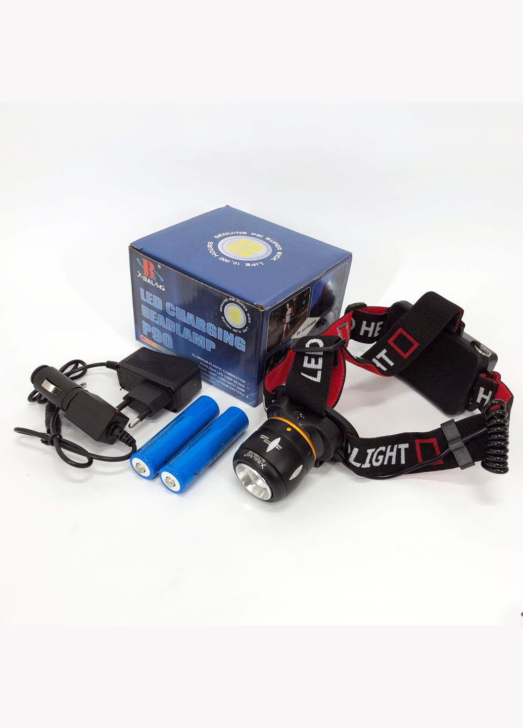 Фонарь налобный светодиодный водонепроницаемый с 2 аккумуляторами BL-T06B-P90, головной фонарик Bailong (364663643)