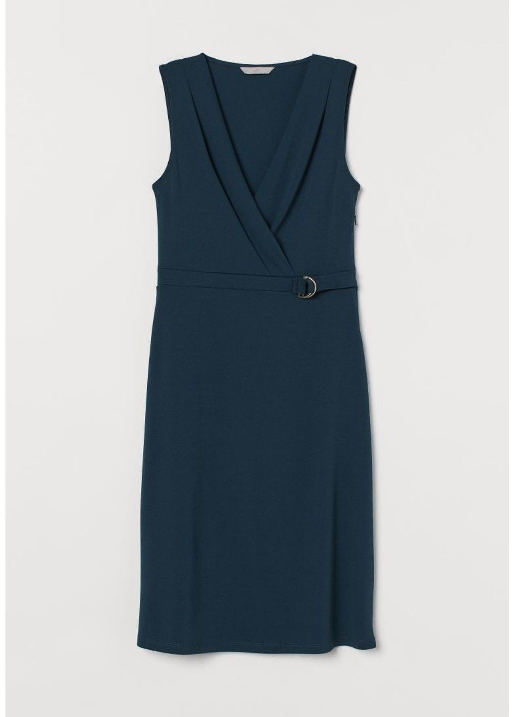 Темно-синее деловое женское трикотажное платье с v-образным вырезом н&м (56716) xs темно-синее H&M