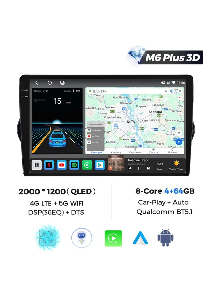 Штатная магнитола M6 Plus Citroen Berlingo (2008-2019) M6 Plus 360° 2k 4Gb+64Gb CarPlay QleD Mekede (384278966)