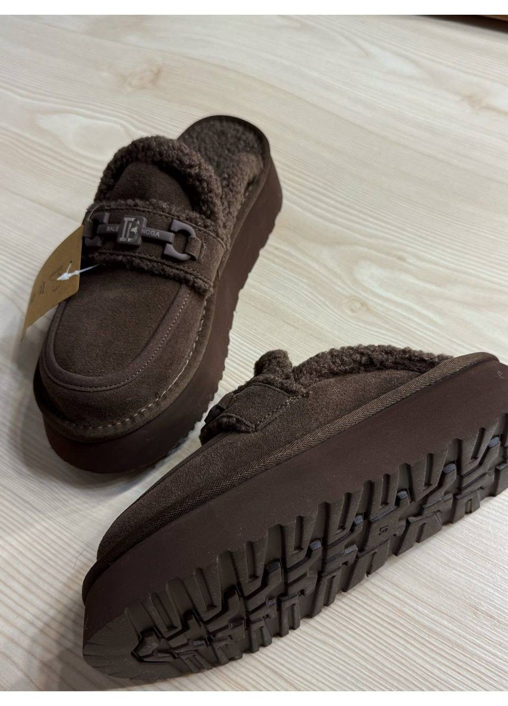 Уггі жіночі 080-24 лофери капці на платформі з хутром коричневі ITTS (370091885)