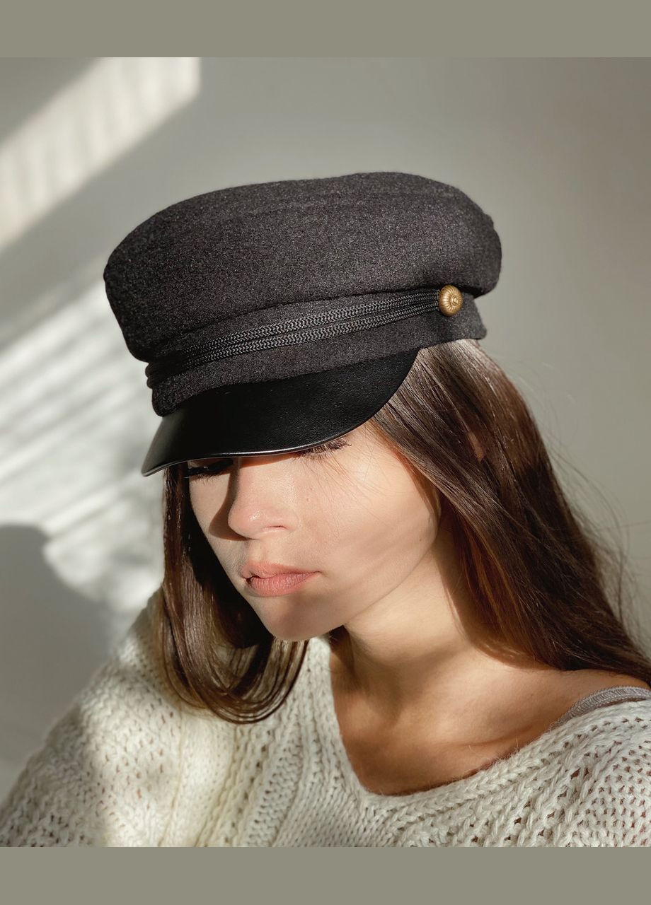 Кашкет кепі кашеміровий зі шкіряним козирком та шнурівкою D.Hats (286845809)