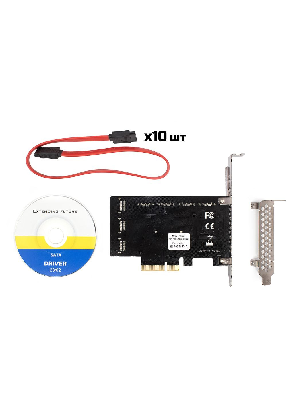 Контролер (ECFPCIEto10SATAIII001) PCI-Ex4-10xSata III, ASM1166+JMB575 Frime (315502440)