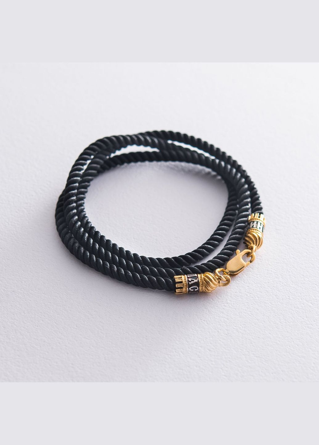 Шелковый шнурок Спаси и сохрани с серебряной позолоченной застежкой(3мм) 18441 50 Oniks (264024288)