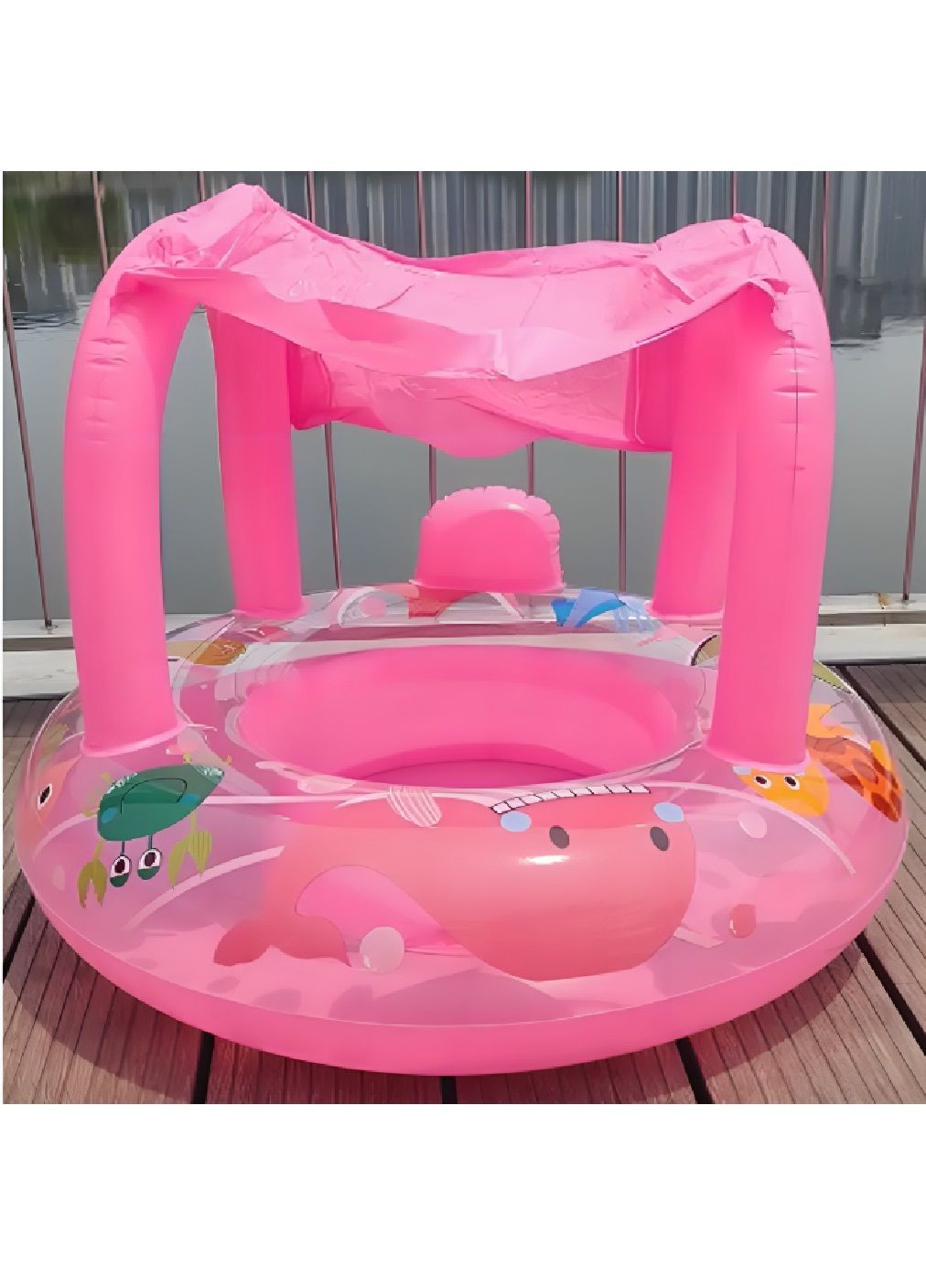 Детский надувной круг с навесом максимальной нагрузкой 30 кг для плавания в бассейне на пляже 70 см (480477-Prob) Розовый Unbranded (336144012)