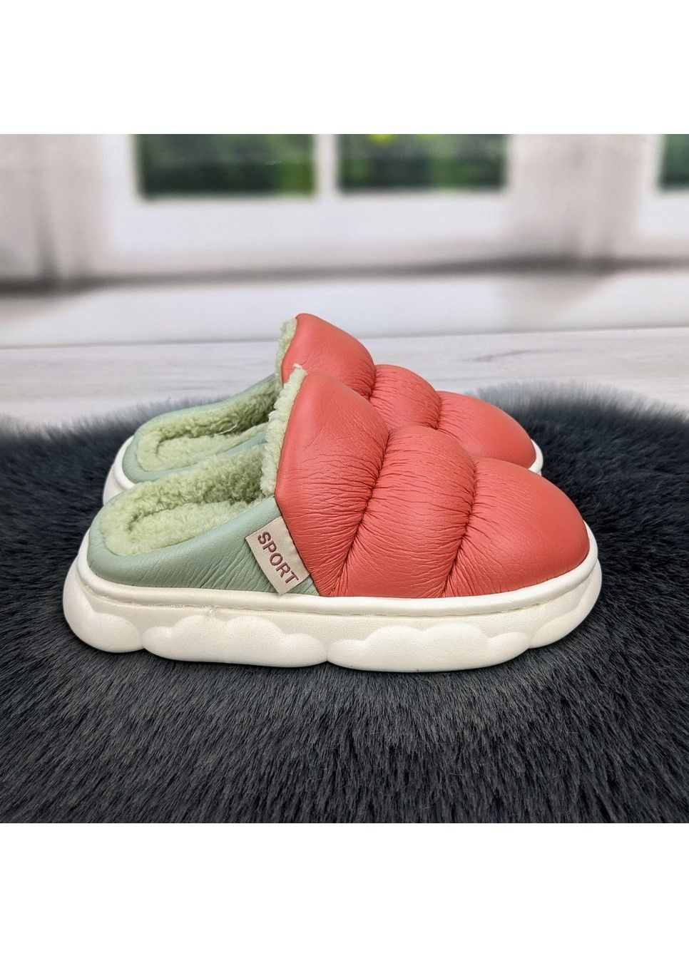 Оранжевые тапочки детские теплые Fashion