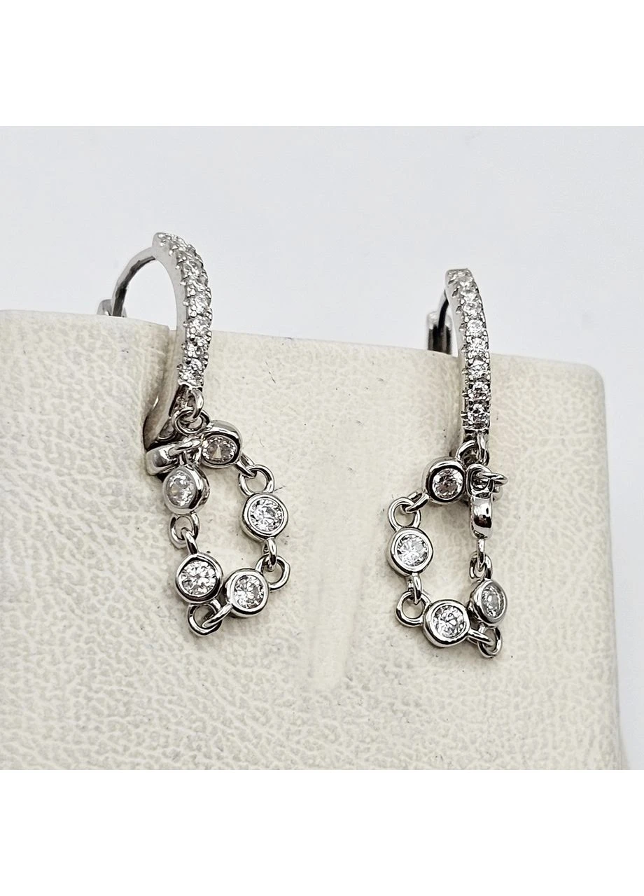 Серьги кольца серебряные "Сияние" с кубическим цирконием 2,85 г No Brand (385212571)
