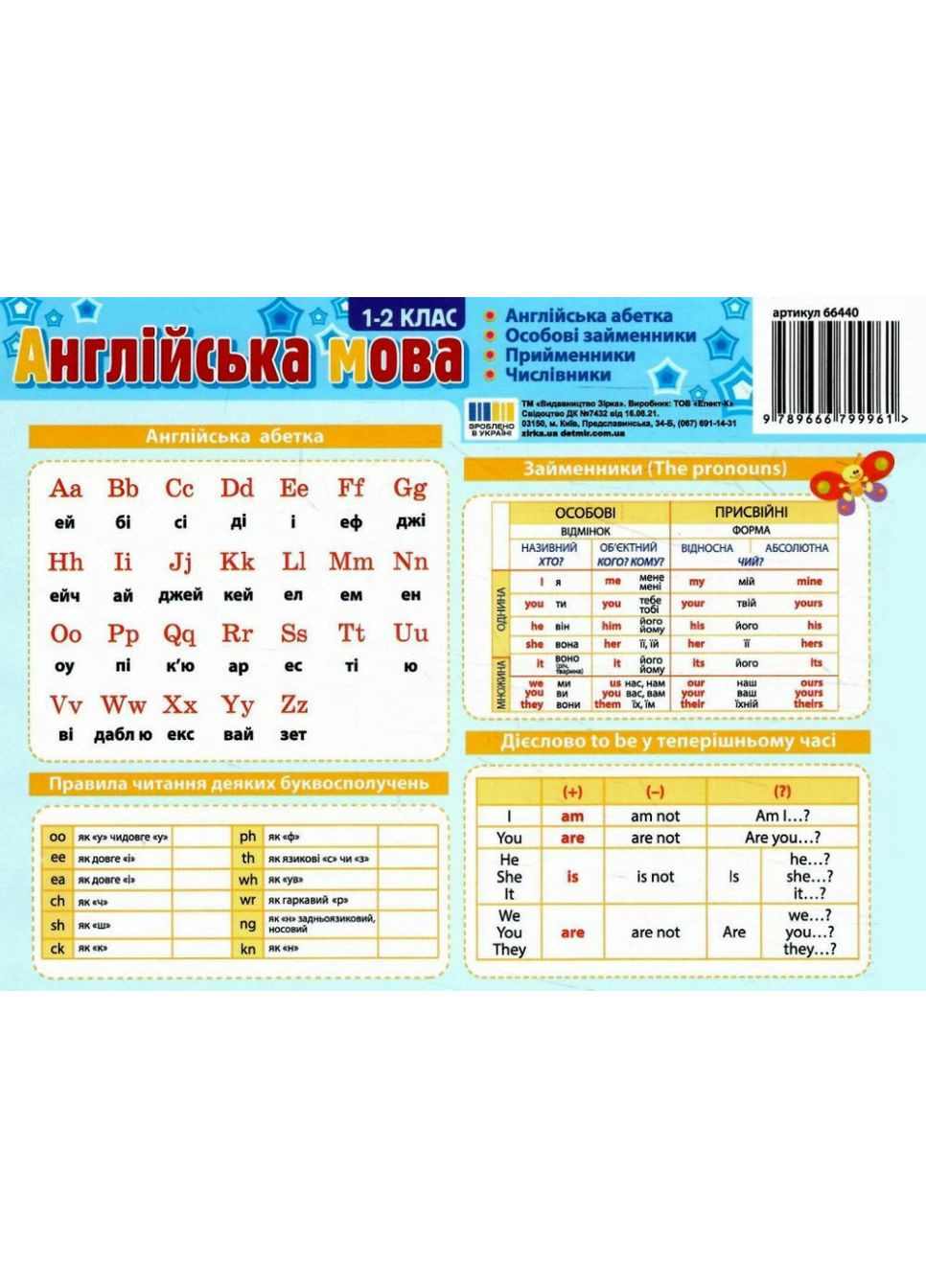 Картонка-подсказка Английский Язык 1 класс 66440 No Brand (366236838)