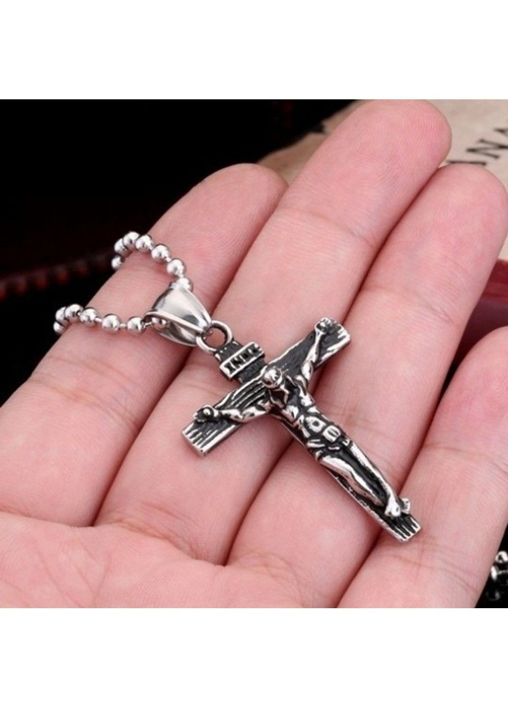 Хрестик із розп'яттям з нержавіючої медичної сталі PSC-008 No Brand (299340163)