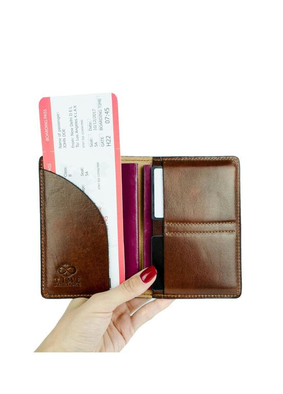 Маленька шкіряна обкладинка для паспорта для жінок - Gulliver's Travels - Коричневий колір - 5200301W Time Resistance (316062825)