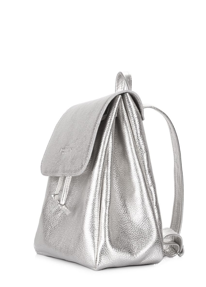 Рюкзак шкіряний на зав'язках Paris срібний PoolParty (372657604)