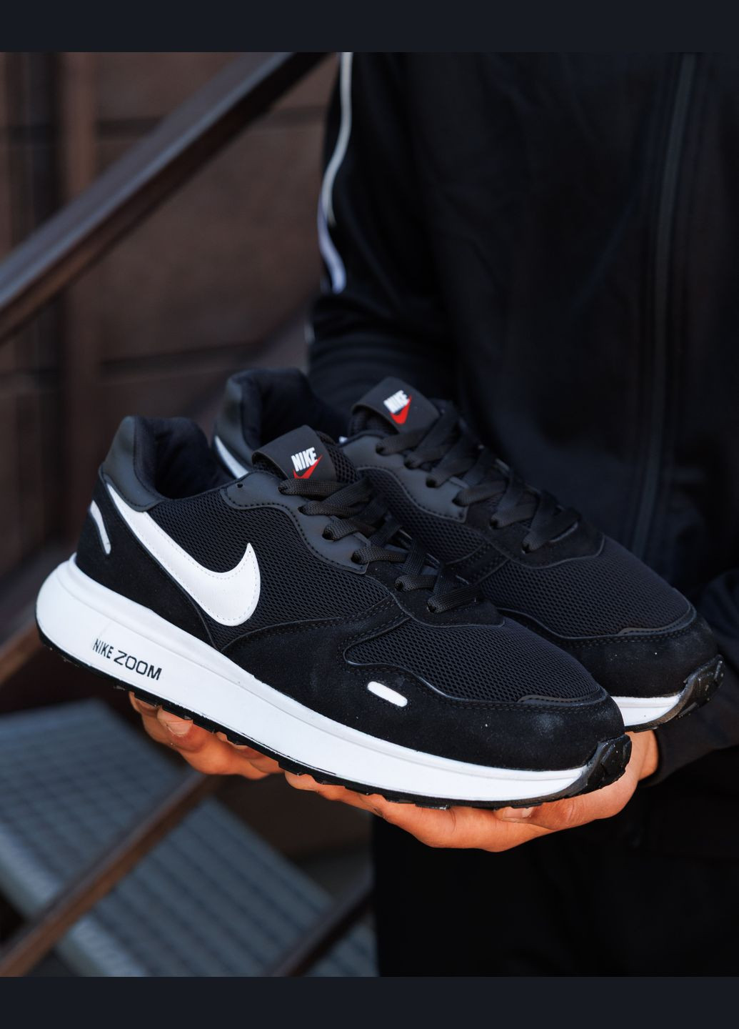 Чорні Осінні кросівки чоловічі nike black white nd No Brand Zoom