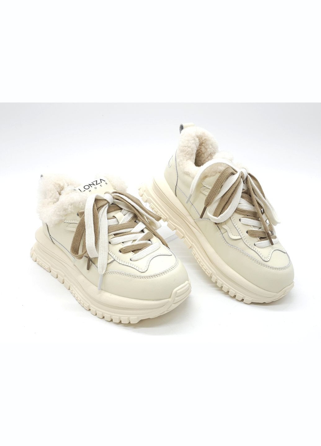 Молочні всесезонні жіночі кросівки зимові молочні шкіряні l-14-9 23 см (р) Lonza