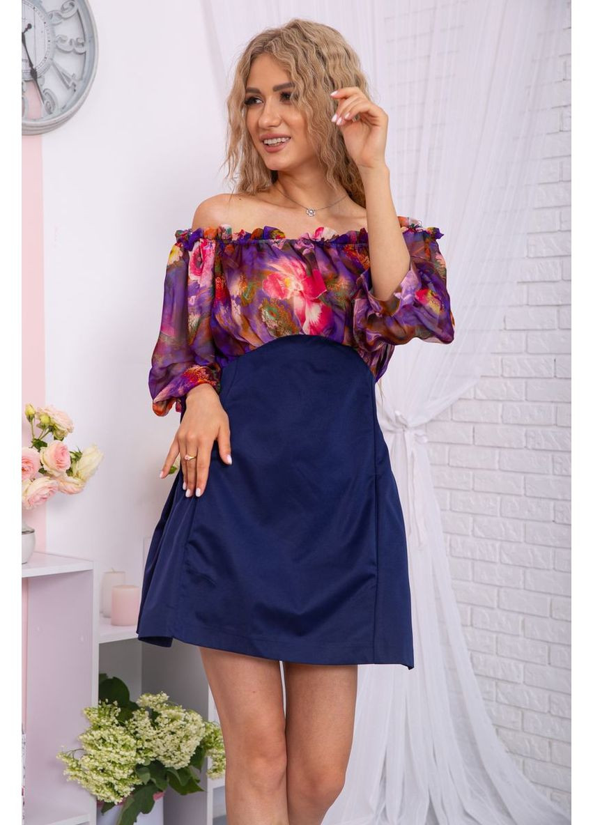 Темно-синя міні-сукня з квітковим принтом, темно-синього кольору, 167r306-10 Ager
