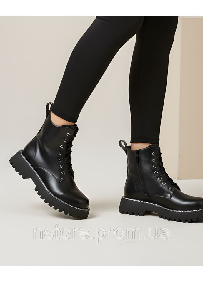 Черные осенние женские демисезонные кожаные ботинки 1671 черные Lino Marano