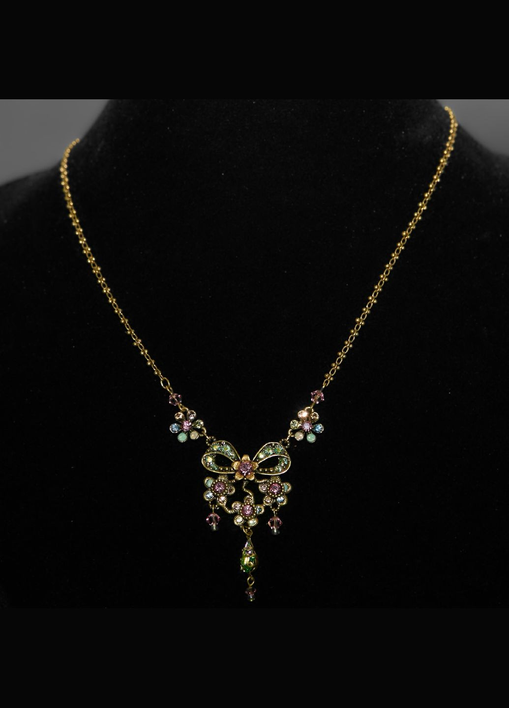 Кольє "Кришталевий Букет" з рожево-салатовими кристалами та намистинами Swarovski Michal Negrin (346241939)