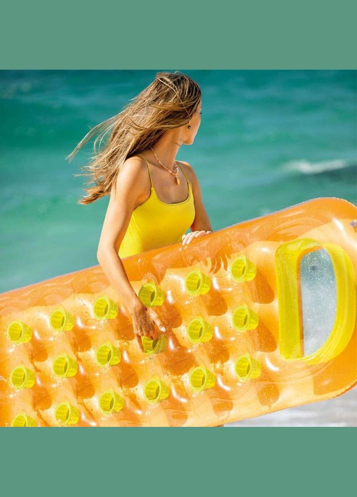 Пляжний надувний матрац із підголівником 59895, 188 х 71 см, жовтий Intex (299669973)