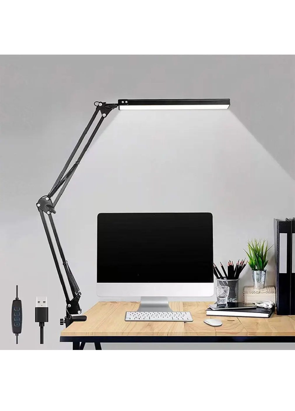 Лампа настольная на струбцине с зажимным креплением регулируемой высотой 3 режима свечения 3000-6500К 10W (482238-Prob) Unbranded (372201608)