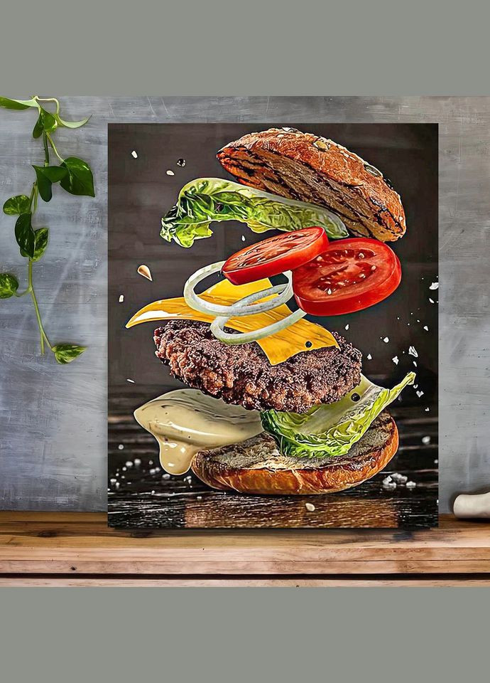 Набір алмазної мозаїки НА підрамнику АЛМр-217 "Бургер", 40*50см АлМазка (335056487)