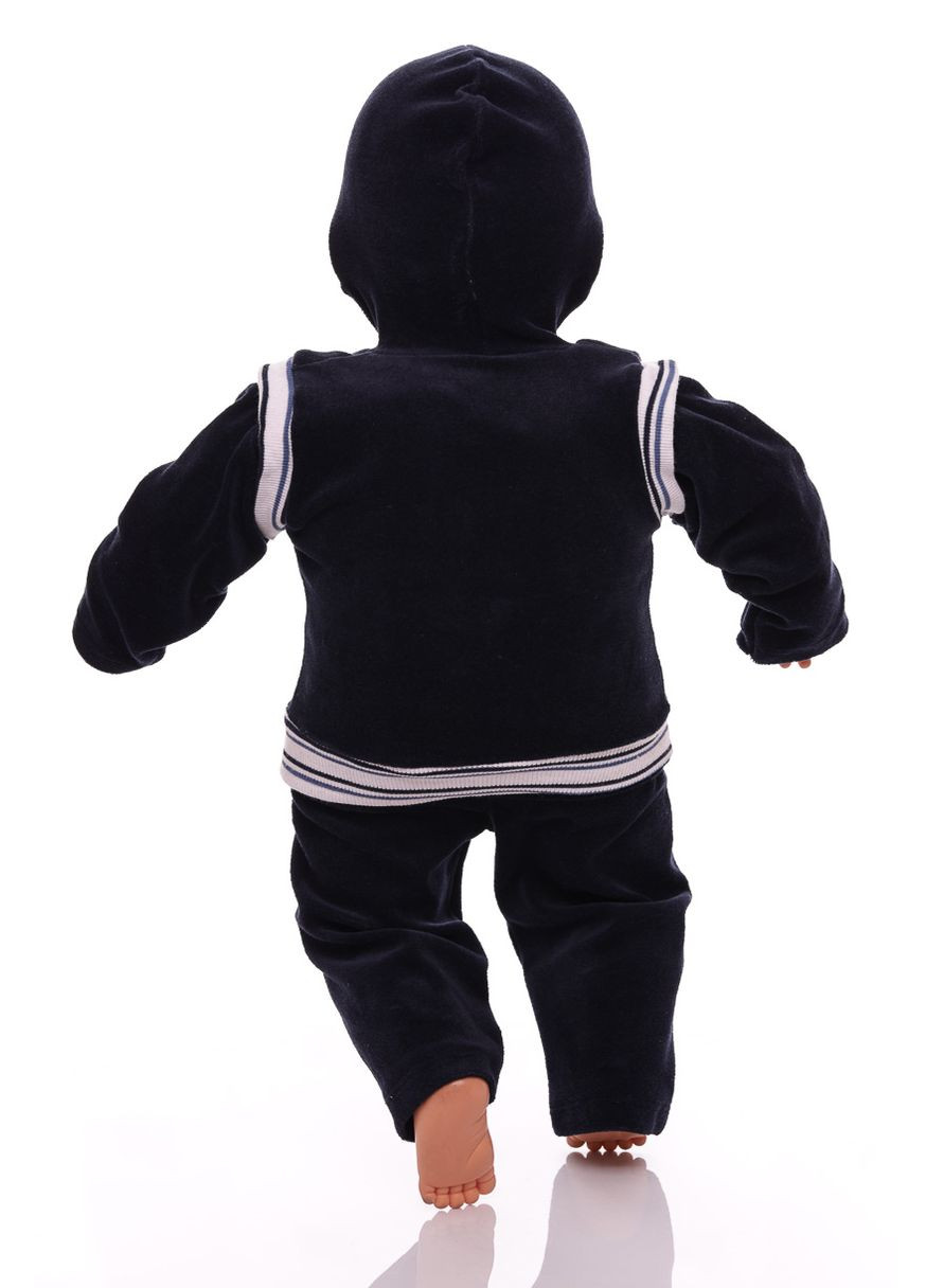 Чорний зимній костюм з довгим рукавом для хлопчика велюровий з ведмедиками чорний 74 см (26674) BABYKROHA