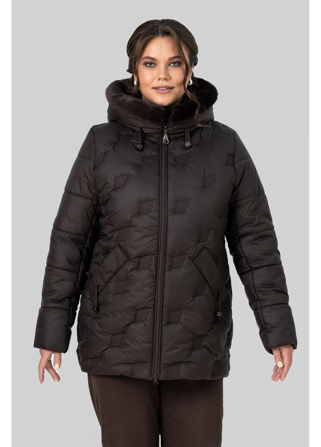 Коричневая зимняя женская зимняя куртка анжелика all posa (ap102565p) A'll Posa