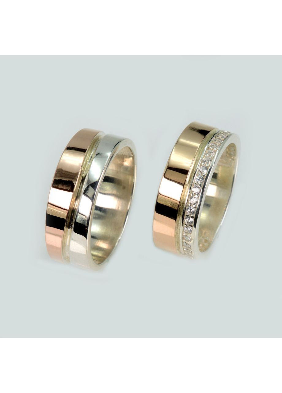 Пара срібних обручок з золотом Silver Style (367112734)