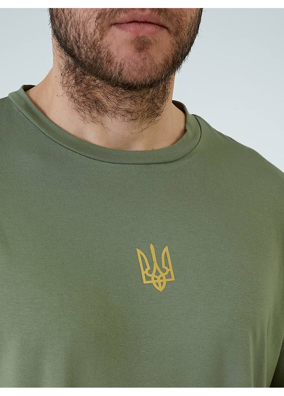 Оливкова чоловіча однотонна футболка New Trend