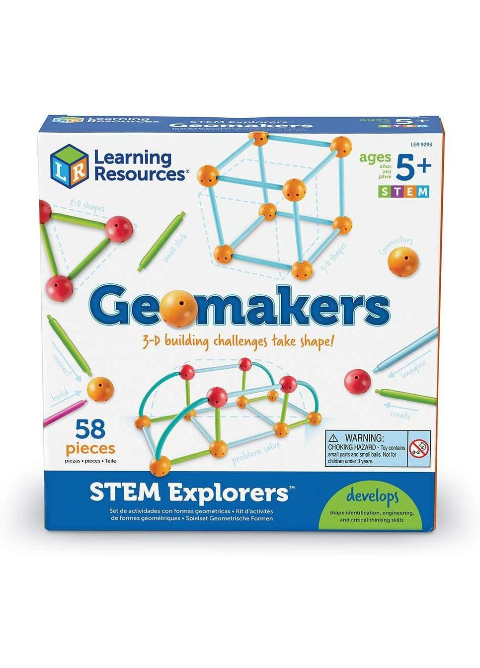 Развивающий конструктор "Геометрические фигуры" (58 предметов) STEM Explorers Geomakers Learning Resources (338426029)