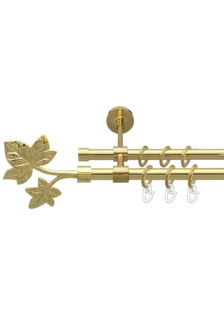 Карниз Листок металевий дворядний закритий гладка труба Золото 16\16 мм 200 см (00-00014524) ORVIT (300285508)