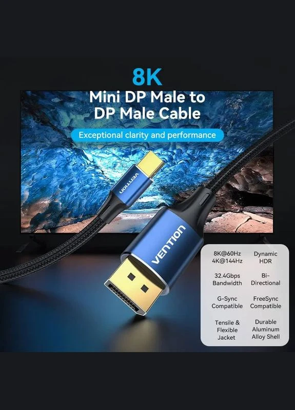 Кабель DisplayPort – mini DisplayPort v1.4 1.5м. Black (HCFLG) Vention (323113638)
