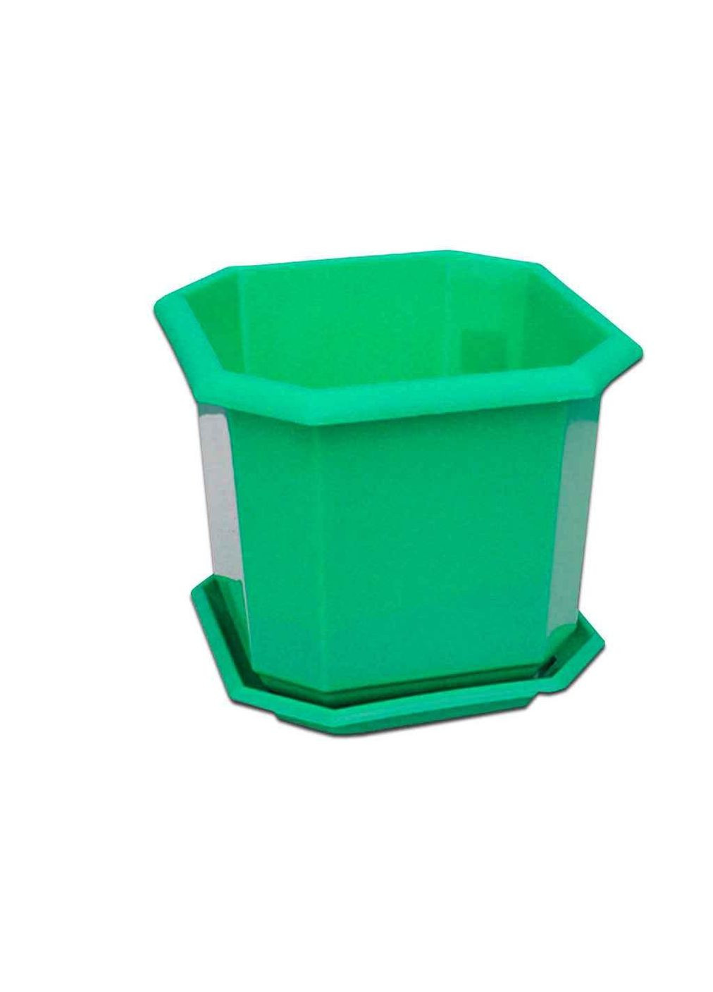 Вазон 180х180мм з підст. восьмигр. бірюзовий ТМ КОНСЕНСУС Консенсус (303676410)