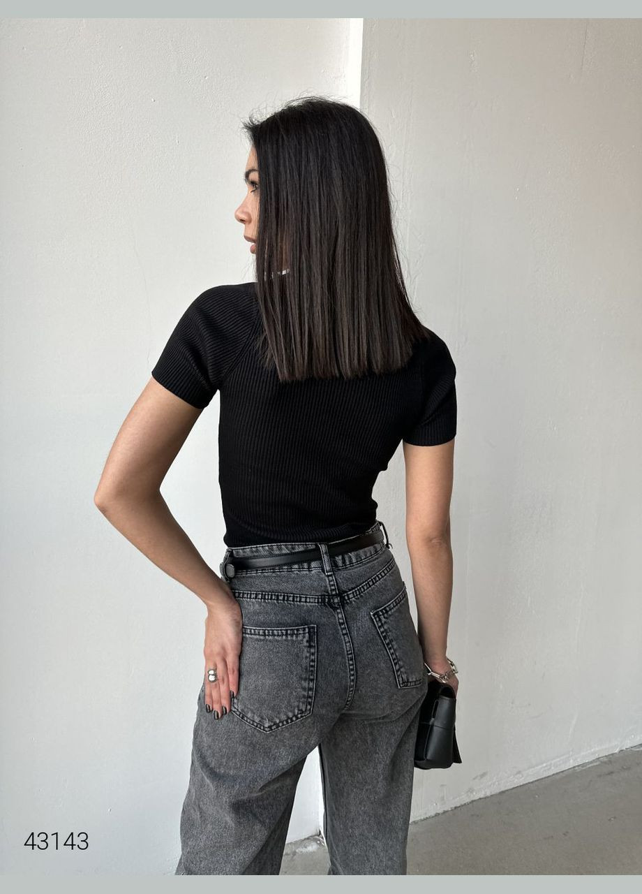 Черный демисезонный джемпер женский с короткими рукавами джемпер Liton