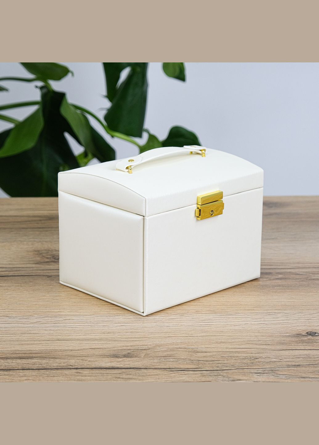 Шкатулка органайзер для прикрас з дзеркалом та бічними віконцями, екошкіра біла см (JZ-010-2) Гранд Презент (322190858)