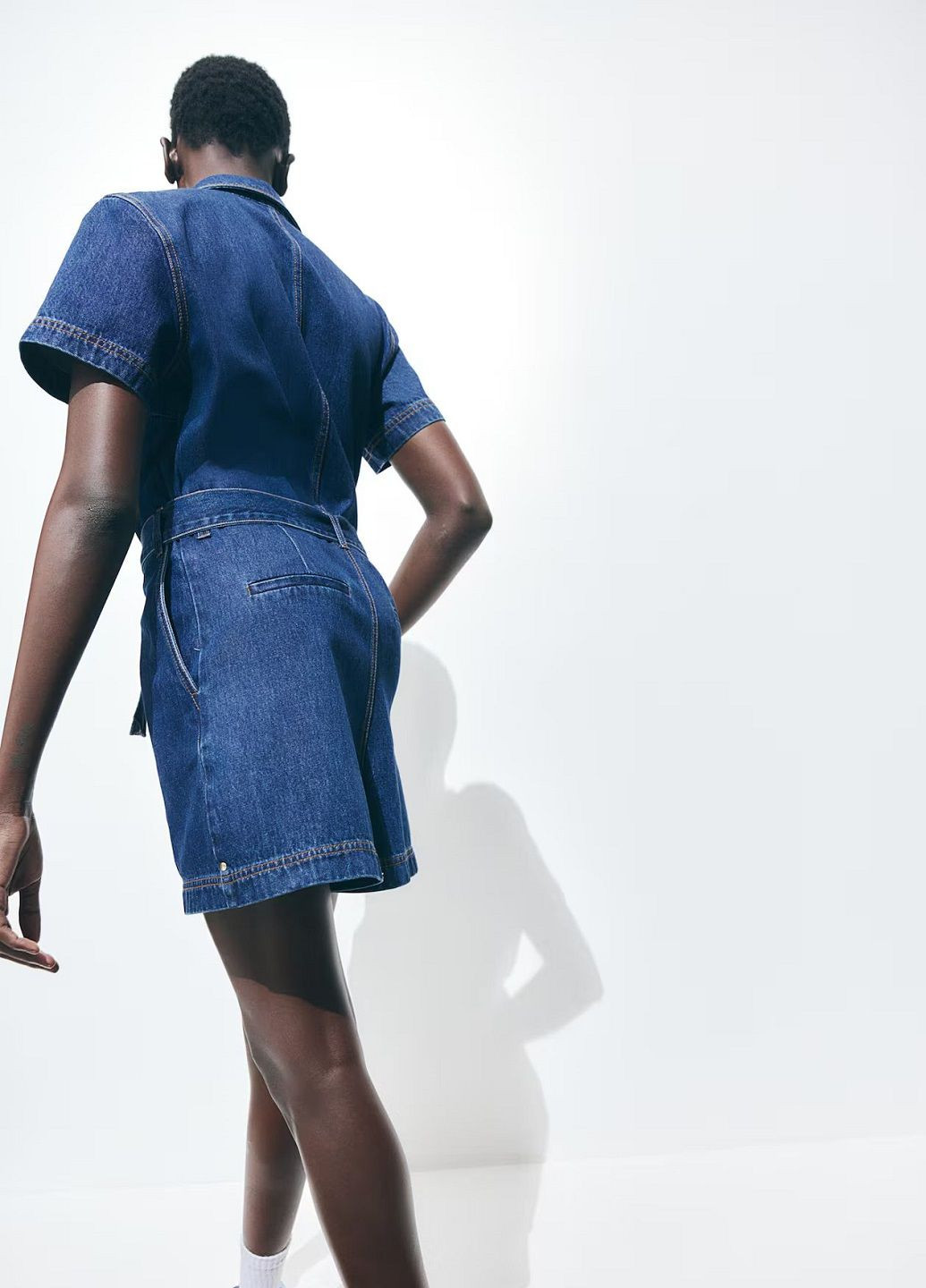 Комбінезон H&M однотонний темно-синій джинсовий