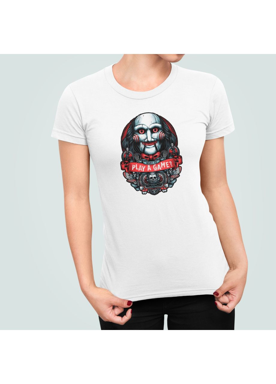 Жіноча футболка з принтом Лялька Біллі Billy Пила Saw Хелловін Stedman - (365253786)