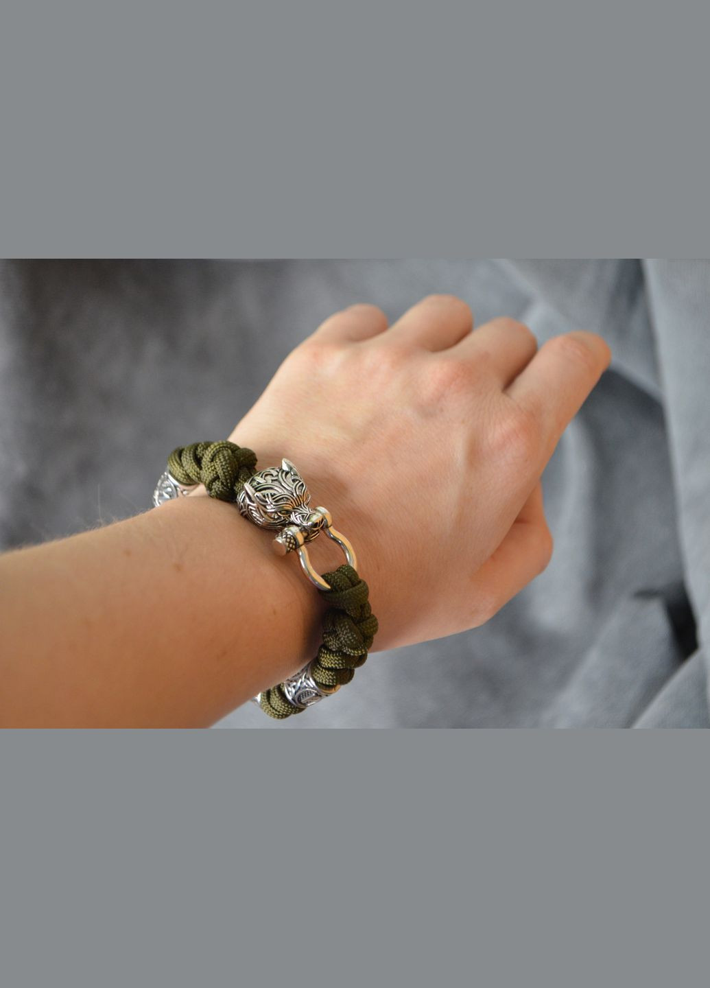 Браслет с Волком Гербом Украины и 4 рунами мельхиор узелочное плетение + брелок в подарок No Brand (344584831)