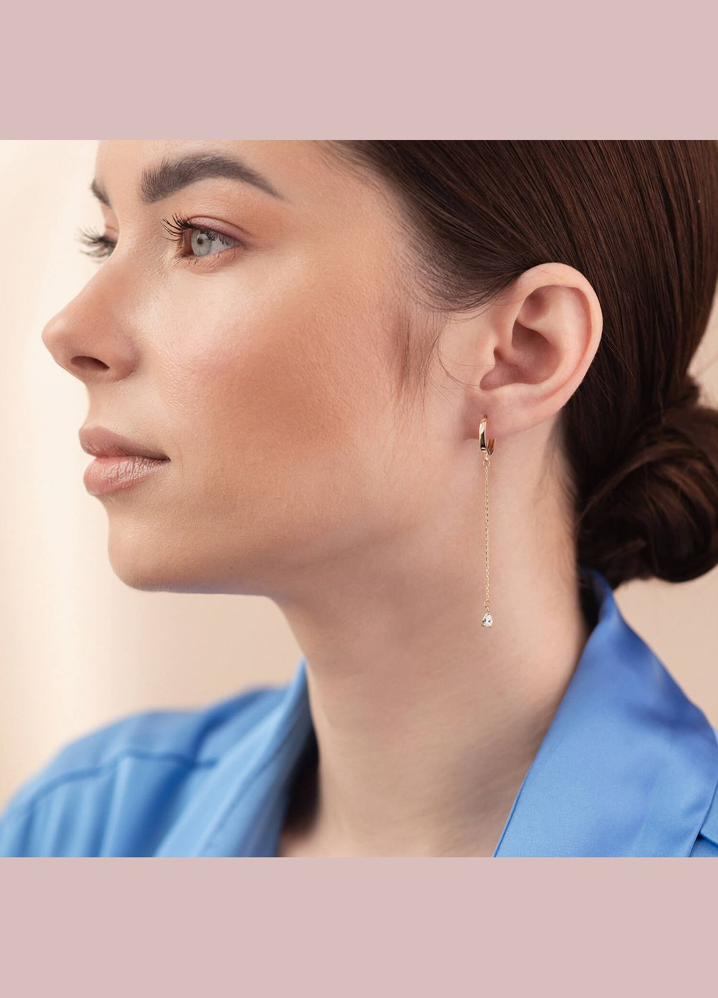 Сережки - кільця Крапельки з фіанітами (жовте золото) с08352 Oniks (264644254)