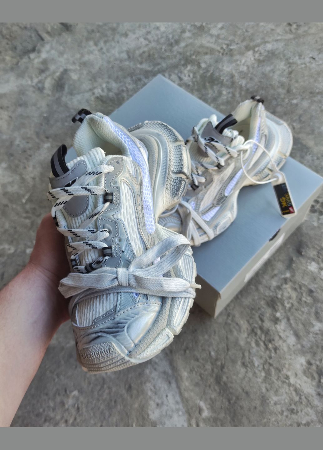 Серые всесезонные кроссовки Vakko Balenciaga 3XL White Silver