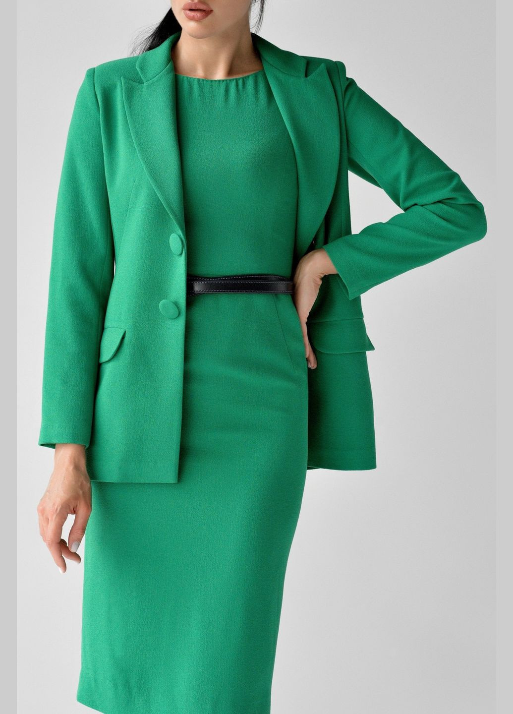 Зеленый женский зелений деловой пиджак классического кроя Nai Lu-na by Anastasiia Ivanova однотонный - всесезон