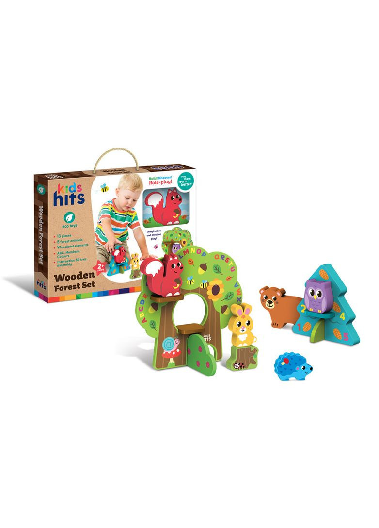 Игрушка развивающая деревянная Kids hits KH20/009 Набор блоков Волшебный лес в коробке. 34*25,5*3,3 см No Brand (362438557)