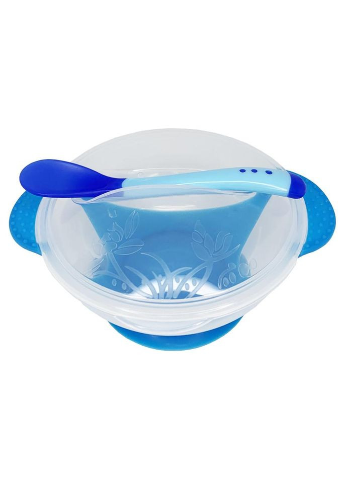 Тарелка на присоске прозрачная MGZ-0100(Blue) с термоложкой и крышкой No Brand (329898398)