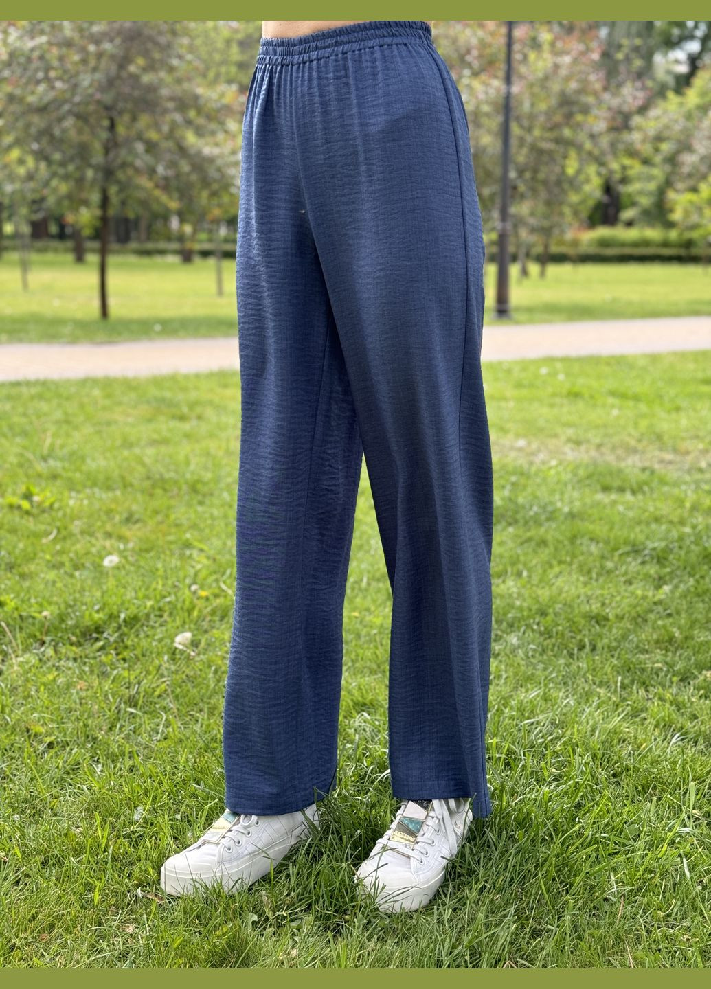 Легкие синие брюки на резинке 7179 Cat Orange (295375888)