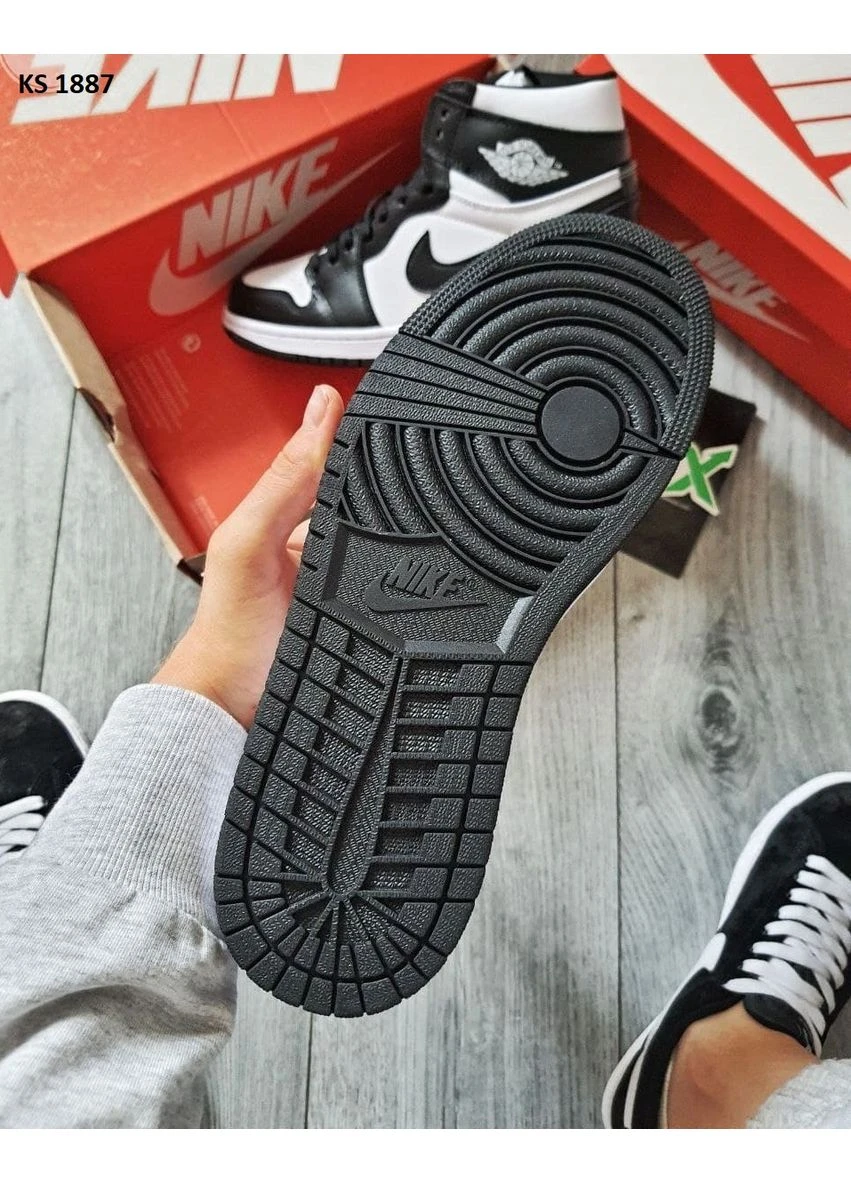 Белые демисезонные кроссовки мужские nike air jordan 1 high black white найк аир джордан белые No Brand