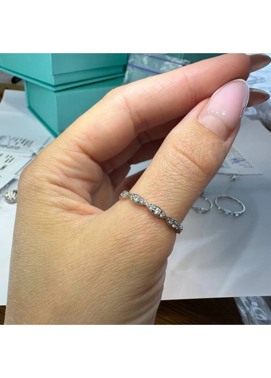 Серебряное кольцо (камни по кругу), 925 пробы, покрытие родий 17 No Brand (397415362)