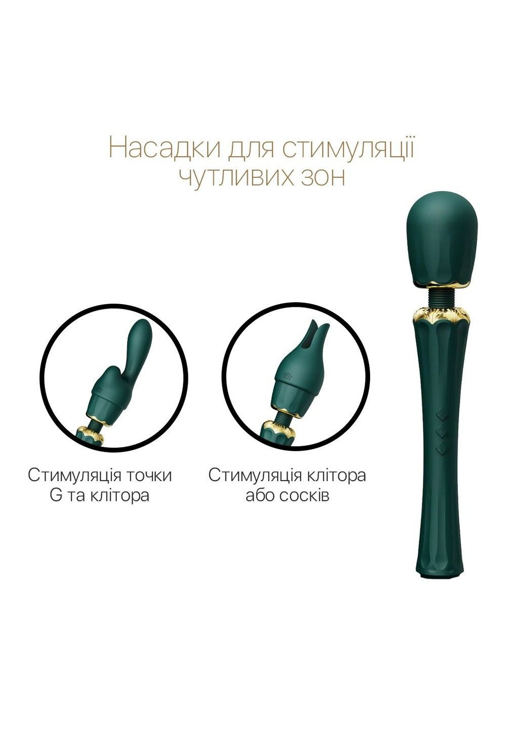 Вібромасажер з насадками Kyro Wand Turquoise Green Zalo (316253115)
