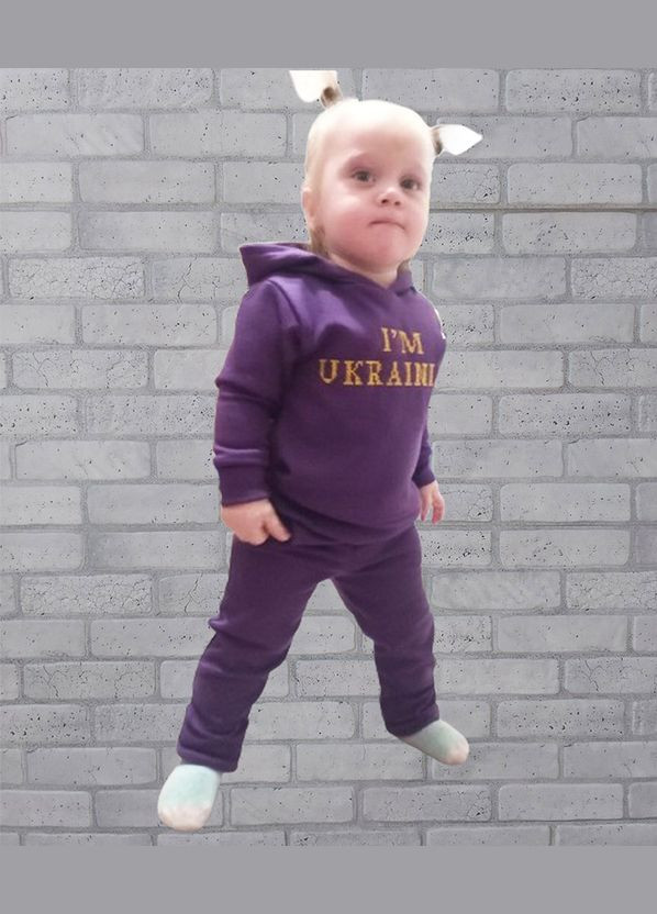 Фіолетовий зимовий дитячий в'язаний костюм патріотичний No Brand